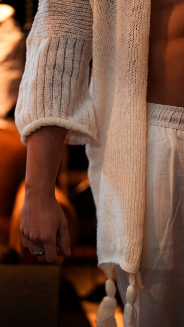 Ruana de Mohair||Flecos Cream - Image 3