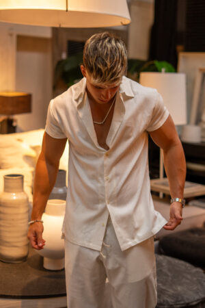 Camisa de Lino Milan Jazmin ||  Manga Corta